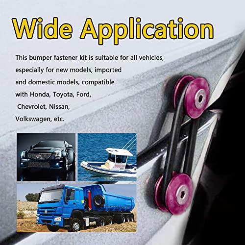 ASUBHA 4PCS Bumper Quick Release Kit, Bumper Fastener, Front Rear Bumper Holders with Stainless Steel Screws Kit, Universal Aluminum Bumper Clips for Front and Rear Bumpers, Trunks, Hatches, Hoods - color: Purple
