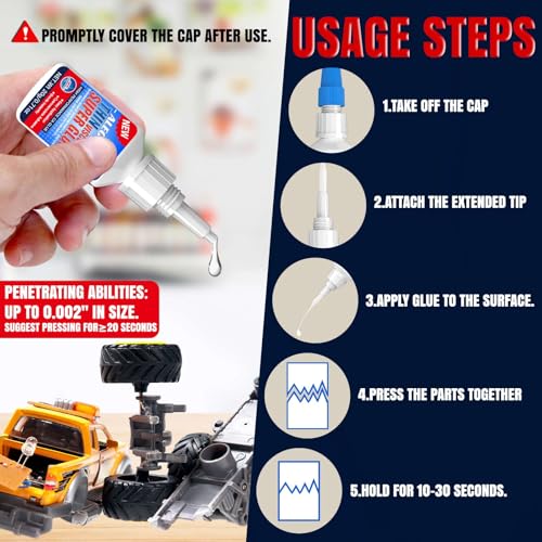 Thin CA Glue 20g, Cyanoacrylate Super Glue with 3 Droppers | Fast 15 Second Set, Clear Capillary Flow For Hairline Gaps In Wood, Metal, Plastic, Ceramic, Rubber, And Jewelry - size: 20g-Clear-Thin
