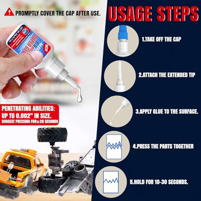 Thin CA Glue 20g, Cyanoacrylate Super Glue with 3 Droppers | Fast 15 Second Set, Clear Capillary Flow For Hairline Gaps In Wood, Metal, Plastic, Ceramic, Rubber, And Jewelry - size: 20g-Clear-Thin
