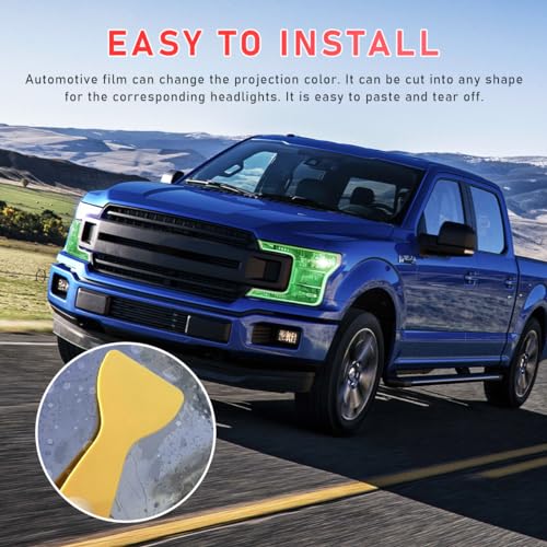 povtii Tint Vinyl Film Sticker Sheet Roll for Car Headlight, 12×48 Inch Auto Taillight Vinyl Wrap Film, Self Adhesive Fog Light Vinyl Film with Squeeze & Cutter, Car Accessories (Green) - color: Green