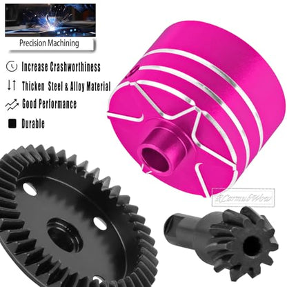 RC F/R Diff 43t &10t Input Gear Upgrades Part for 1/8 Kraton/Outcast/Talion 6S BLX EXB,Notorious 6S BLX,1/7 Mojave 6S BLX EXB,BigRock/Fireteam 6S BLX,Replace ARA310990 ARA310979,Pink - color: Pink(1set)