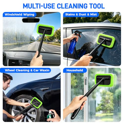 Xindell Interior Windshield Cleaner Tool – Inside Car Window Cleaning Kit with 22“ Detachable Handle, Interior Windshield Squeegee for Clear Vision, Auto Detailing Kit for Car, Home & Outdoor Windows