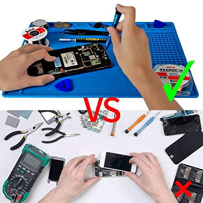 Kaisi S140 Magnetic Insulation Silicone Soldering Mat Magnetic Repair Mat | Heat Resistant Work Mat 932°F for Repair Electronics, Phone, Soldering Iron, Gun, BGA, Workbench, Size: 13.8 x 9.8 inch