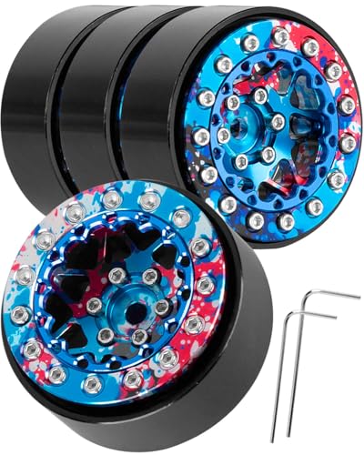 for 1/24 1/18 SCX24 FCX24 TRX4M RC Crawler Car,1.3" RC Tires Wheel Rim,Aluminum RC Truck Tires Wheels Rims,1.3 Beadlock Wheel Rims Heavy Duty Rim (4PCS) Colour - color: 1.3-rim-colour