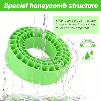 2.2" Crawler Tire Inserts, 4-Pack — Soft Silicone Rubber, Fits 132–134 mm (5.25" OD), 125×45 mm — Waterproof, Firm Sidewall Control, Rock/Trail Traction Boost (Green) - color: Green