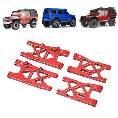 RC Front and Rear Suspension Arms Set Aluminum Alloy Upgrade Parts for Arrma 1/18 380 Brushed 4X4 Truck 380 Brushed 4X4 Small Scale Buggy, RC Car Upgrade Parts (Red) - color: Red