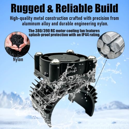 Aluminum 380/390 Motor Heatsink Cooling Fan with Y Cable Dupont Fits for 16101 16102 16103 16104 16106 16201 SCY JJRC C8805 MJX HBX HSP Wltoys Himoto Redcat 1/16 1/18 RC Car (Black) - style: Black