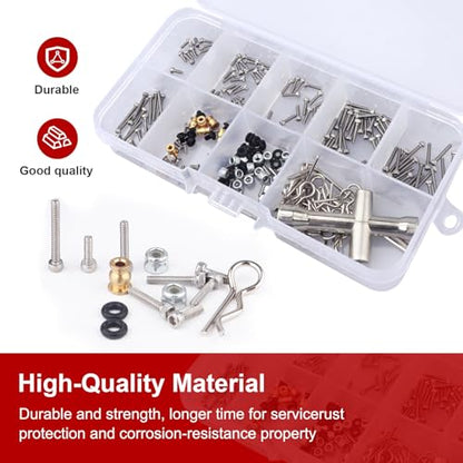 HobbyPark 280pcs SCX24 Screw Kit Screws Assortment Set Hardware Fasteners for Axial SCX24 Gladiator Chevrolet C10 Deadbolt B17 Betty Wrangler JLU CRC Bronco 1/24 Crawler