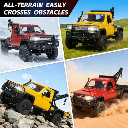MN82T 1/12 Scale RC Rock Crawler, Remote Control Truck Toyota Pickup Truck, 2.4GHz 4WD Off-Road Crane Rescue Vehicle, All-Terrain Crawler for Adults Kids Indoor Outdoor (whth Gift) - color: Yellow-2