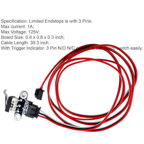6Pcs 3D Printer Endstop Limit Switch and Ender 3 Limit Switch Cables 3 Pin for 3D Printer Parts Ramps1.4, Compatible with Ender 3, Ender 3 v2, Ender 3 s1, Ender 5, Ender 3 pro, Prusa i3, Mega-S, etc. - style: 6Pcs 3D Printer Endstop Limit Switch and Cable