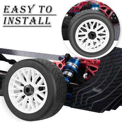 RC Rubber Wheels Tires for 1/8 Typhon 6S BLX,1/7 Infraction 6S BLX,Limitless,4PCS Highway Wheels Soft Tires Truck Tire Highway Tires,White