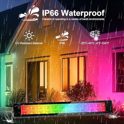 2 Pack 50W 2.4G Remote Control RGB Wall Washer Light, RGB Light bar with Remote Control & APP Control, for Birthday Party, Garden Lighting, Wall Display, Hotel, Building, Commercial Lighting - size: 50W RGB*2