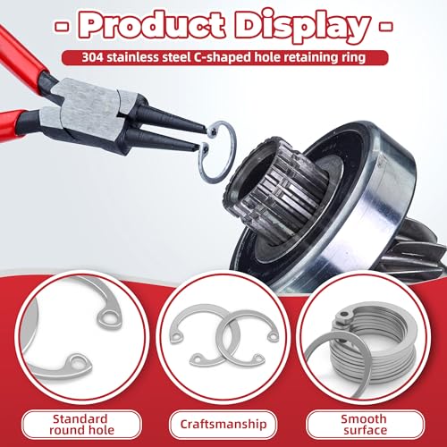 Internal Snap Ring Kit, Metric E-Clip Assortment 315Pcs for Shaft Size M8 M10 M12 M14 M16 M18 M20 | 304 Stainless Steel Retaining Circlips for Grooved Shafts & Studs | AIMUNOK - size: 315pcs-Internal ring (304SS)
