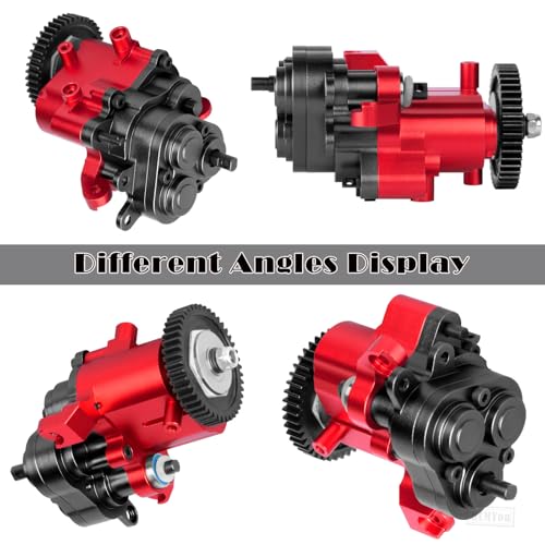 Aluminum Transmission Gearbox with Internal Gears Upgrades Part for 1/10 TRX-4 TRX-6 RC Crawler,Alloy 2 Speed Transmission Gearbox,Red - color: Black & Red - (Alloy Transmission)