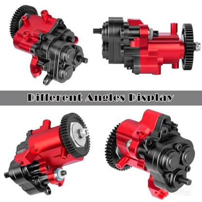 Aluminum Transmission Gearbox with Internal Gears Upgrades Part for 1/10 TRX-4 TRX-6 RC Crawler,Alloy 2 Speed Transmission Gearbox,Red - color: Black & Red - (Alloy Transmission)