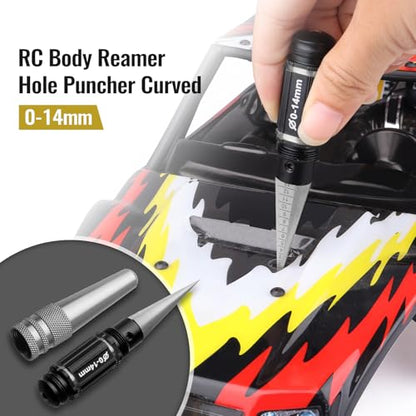 RC Body Reamer, RC Body Scissors Curved & Straight for Lexan RC Car Body Shells Mounting Tools Combo Set, 0-14mm Hole