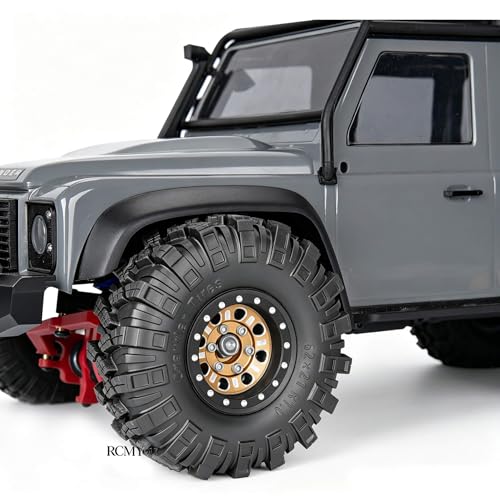 RC 1.0 Beadlock Wheels and Tires for 1/18 1/24 Trx4m SCX24 FMS FCX24 RC Crawler Car,Aluminum 4pcs RC Wheel Rim Soft Rubber Tires,RC Wheels 1.0,Brown - color: Brown (1.0 in Tires)