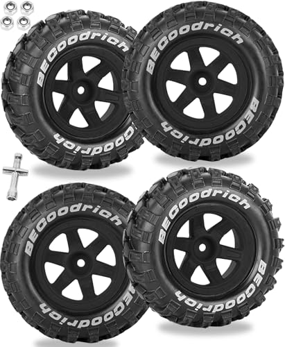 RC Wheels and Tires Off-Road Buggy Tires for 1/12 1/14 1/16 RC Off Road Monster Truck E-REVO Summit REDCAT HPI SAVAGEGT-2XS Volcano-16,1/12 1/14 1/16 Wheels Tires Set Pre-glued,Black - color: Black(4pcs)