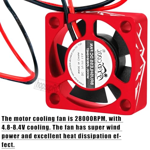 Heatsink High Speed Motor Cooling Fan 28000RPM,30MM Heat Sink with 4.8-8.4V Cooling Fan Upgrades Part for 1/10 1/8 Brushless Motor RC Car 36 42 Series 3660 3650 3670 540 F540 550.Red - color: Red(2PCS)
