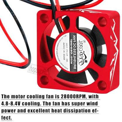 Heatsink High Speed Motor Cooling Fan 28000RPM,30MM Heat Sink with 4.8-8.4V Cooling Fan Upgrades Part for 1/10 1/8 Brushless Motor RC Car 36 42 Series 3660 3650 3670 540 F540 550.Red - color: Red(2PCS)