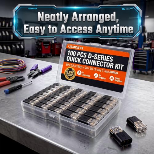100Pcs Quick Disconnect Wire Connectors Kit, 80x 2-Pin & 20x 3-Pin Double Wire Plug-in Connectors with Locking Buckle, Electrical Connectors for LED Strip Lights, Automotive (Storage Box)