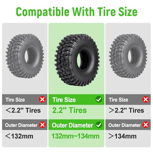Soft 2.2" Silicone Tire Inserts, 4‑Pack, Fits 132–134mm (5.25" OD) Crawler Tires, Waterproof Foam Replacement for 1/10 RC Crawlers, 125×45mm, Enhanced Traction & Sidewall Support (Green) - color: Green
