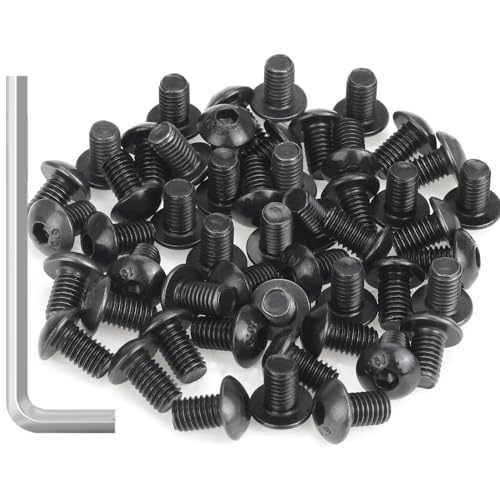55 Pieces M5 x 8mm Button Head Socket Cap Screws, Thread Pitch 0.8mm, Sutemribor M5 Black Screws, 10.9 Grade Alloy Steel, Black Oxide Finish, Fully Threaded - size: M5 x 8mm, style: Button Head