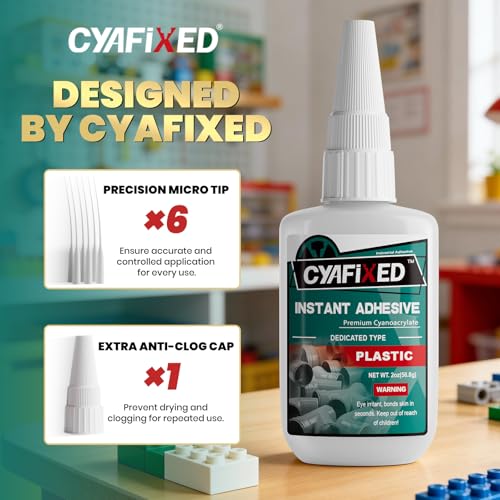 Super Glue for Plastic, Professional Grade Cyanoacrylate (CA) Instant Adhesive, 2 oz. (56.8 Grams) - Glue for PVC, ABS, Polycarbonate and Other Plastic Materials - size: 2 oz, style: Plastic