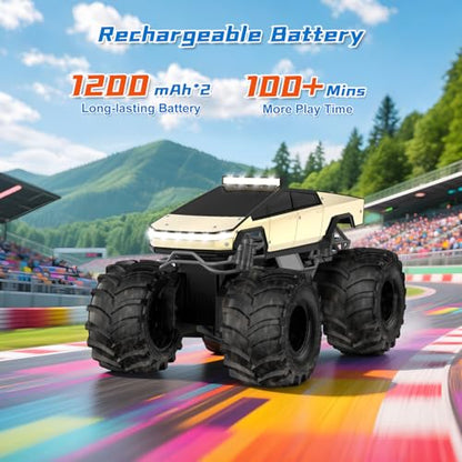 Remote Control Car for Boys, 1:18 Monster Trucks Toys Amphibious RC Cars | 2.4 GHz Waterproof RC Trucks, 4WD All Terrain Off-Road Pickup, Kids Toys for 6-12 Year Old Boys Girls Christmas Birthday Gift - color: Gold