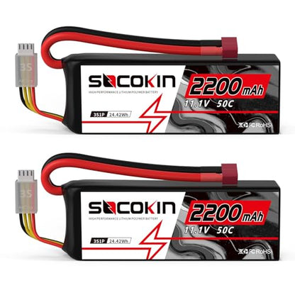 3S 2200mAh Lipo Battery 11.1V 50C Lipo Battery with T-Plug Connector Soft Case for RC Car Boat Truck