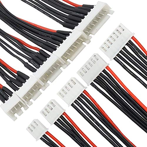2S/3S/4S/5S/6S Battery Balance Charger Silicone Wire Extension Lead JST-XH Connector Adapter Plug Battery Wire Balance Leads Extension Cable for Li-Po Batteries 200mm 22AWG(Each Size 2pcs)