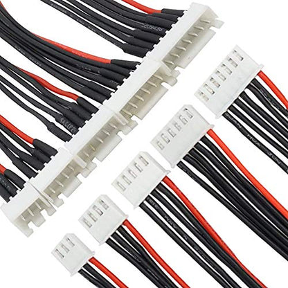2S/3S/4S/5S/6S Battery Balance Charger Silicone Wire Extension Lead JST-XH Connector Adapter Plug Battery Wire Balance Leads Extension Cable for Li-Po Batteries 200mm 22AWG(Each Size 2pcs)