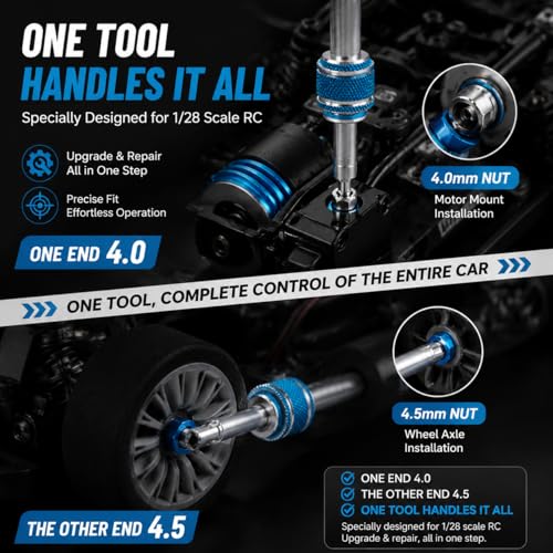 VGEBY 4.0mm 4.5mm Hex Socket Wrench, Aluminum Alloy Spanner Nut Driver Compatible with 284161 1/28 RC Car