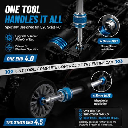 VGEBY 4.0mm 4.5mm Hex Socket Wrench, Aluminum Alloy Spanner Nut Driver Compatible with 284161 1/28 RC Car