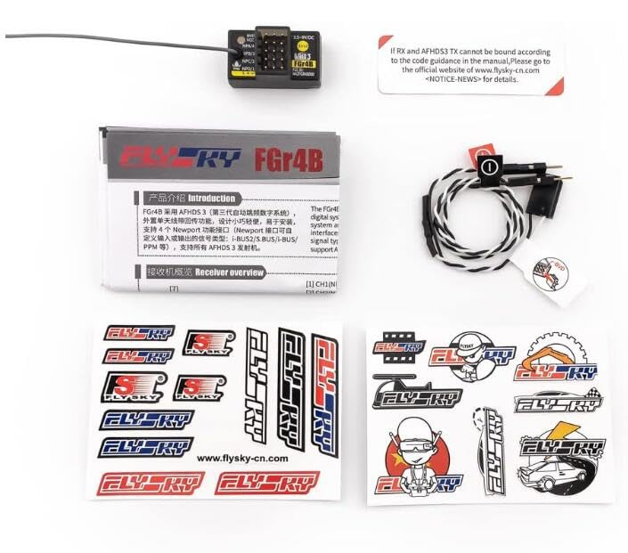 Flysky FGr4B 4CH Receiver AFHDS 3 Micro Mini Receiver for NB4, NB4 Lite Remote Control RC Car Boat