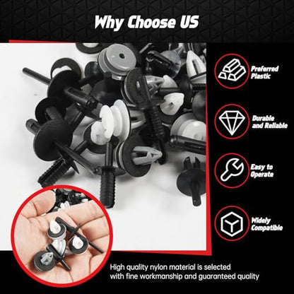 OTUAYAUTO 130PCS Bumper Fender Retainer Clips 5 Most Popular Sizes Replacement for BMW X1-X6 - Door Trim Panel Clips with 5PCS Fasteners Remover Compatible with BMW - size: 125Pcs 5 Sizes Clips with 5 Removers for BMW