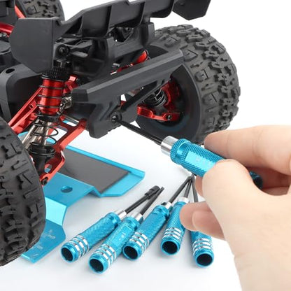 7-in-1 Hex Screwdriver Set (0.05"/1.5mm, 2.0mm,2.5mm & Box Wrench (4.0mm,5.5mm) Nut Screw Driver|RC Tool Kit|Phillips| Compatible with TRX4M SCX24 1/24 1/18 1/16 RC Cars Drone Repair(LightBlue) - color: Lightblue