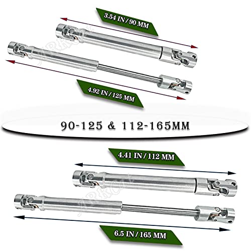 2PCS RC Crawler Drive Shaft for 1/10 SCX10 TRX6 Wraith Red cat Capra GEN8 D90 TF2 RC 4WD,ARRCat Stainless Steel Universal Driveshaft RC Upgrades Part Hop Ups,(90-125 & 112-165 MM) - size: 1pc (90-125mm) & 1pc (112-165mm)