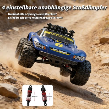 Remote Control Cars, 1:18 RC Cars for Adults, 40KM/H High-Speed RC Truck, 4X4 All-Terrain Remote Control Truck, RC Buggy with 2 Batteries, IPX4 Waterproof, 2.4GHz Remote, Head Lights