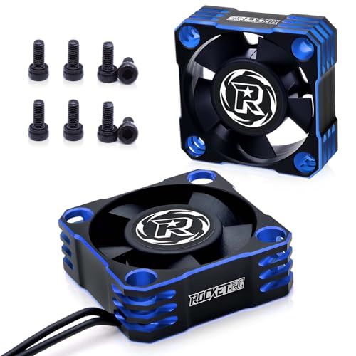 2Pack 30mm Motor Cooling Fan,28000RPM ESC Cooling Fan,Rc Heatsink for 1/8 1/10 1/12 RC Car 540 550 Brushless Motor (Blue) - color: Black Blue-2Pack