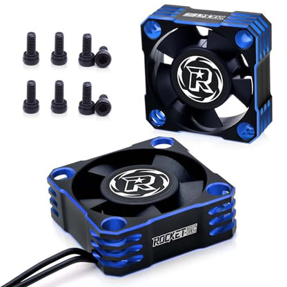 2Pack 30mm Motor Cooling Fan,28000RPM ESC Cooling Fan,Rc Heatsink for 1/8 1/10 1/12 RC Car 540 550 Brushless Motor (Blue) - color: Black Blue-2Pack