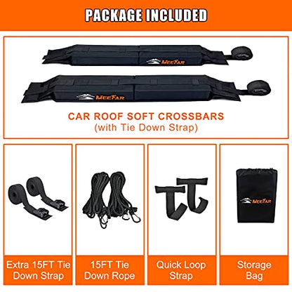 Kayak Car Roof Rack Pad for Kayak Surfboard SUP Canoe Soft Roof Rack Pads | Universal soft roof rack for kayak surfboard Include 2 Tie Down Straps,2 Tie Down Rope,2 Quick Loop Strap,Storage Bag - size: 32 Inch
