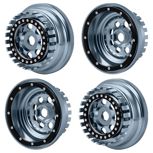 4PCS Aluminium Beadlock Wheel Rims For 1/7 Mojave 6S EXB & 1/8 Mojave 4S BLX Desert Truck(Titanium) - color: Titanium