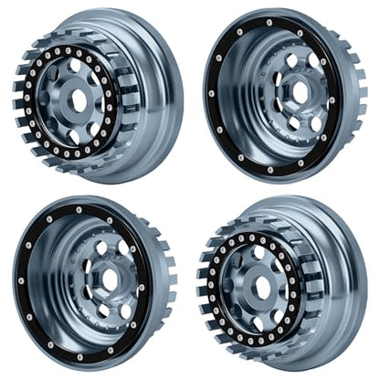 4PCS Aluminium Beadlock Wheel Rims For 1/7 Mojave 6S EXB & 1/8 Mojave 4S BLX Desert Truck(Titanium) - color: Titanium
