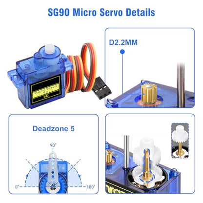 SG90 Micro Servo 9G Servo Kit AYWHP 10 Pcs SG90 Servo Motor 9G Mini Servo RC Servo for Small RC Helicopter/Car/Boat, Mini Drones, Robotics Arm(Servo Control Angle 0-180°)
