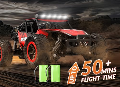 RACENT Remote Control Cars for Adults - 1:16 Scale 20kph Fast RC Truck All Terrain Off-Road Monster Truck for Adults with 2 Rechargeable Batteries (Red) - color: Red