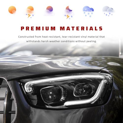 Car Light Tint Film, 12" × 48" Waterproof Headlight Vinyl Wrap Film Includes Squeegee & Cutter, Self-Adhesive Air-Release Wrap for Fog Lights, Taillights, and Headlights (Dark Black) - color: Dark Black