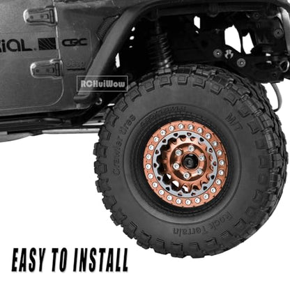 RC 1.9 Beadlock Wheels for 1/10 RC Crawler TRX4 TRX6 SCX10 90046 AX103007 VS4-10 MST CFX RC4WD D90 Red cat Gen8 7,Alloy Aluminium 1.9 rc Beadlock Rims 1.9 rc Wheels,4PCS,Brown - color: Brown(4pcs)