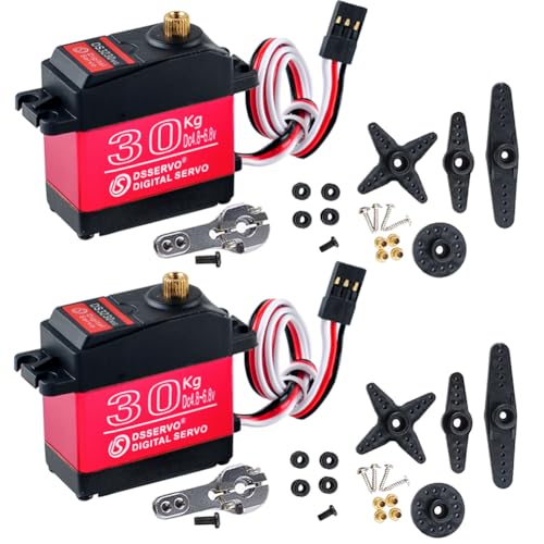 DS3230MG 30KG Metal Gear Digital Servo High Torque Steering Gear Servo, Waterproof Aluminium Case RC Servo Motor for 1/8 1/10 1/12 RC Cars (Control Angle 270°, Pack of 2pcs) - style: 2PCS 30KG DS3230 - 270°