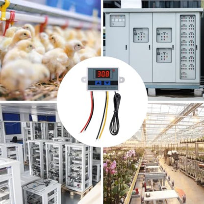 UMLIFE 2PCS XH-W3001 Digital LED Temperature Controller Module Digital Thermostat Switch with Waterproof Probe Programmable Heating Cooling Electronic Thermostat Range from -50℃ to 110℃ (12V 10A 120W) - style: 2PCS 12V